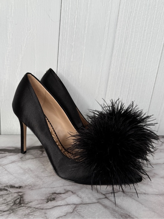 Sam Edelman Shoes - Sam Edelman Black Satin Pom-Pom Stiletto Pumps